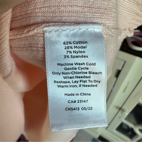 Talbots Peach Ribbed Mock Neck Blouse with Gold Buttons Size 3X NWT Neutral - Picture 5 of 12